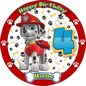 Paw Patrol Marshall Edible Cake Image - can be personalised - The Monkey Tree