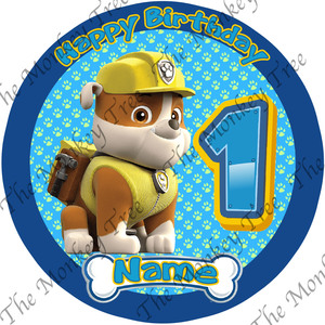 Paw Patrol Rubble Edible Cake Image - can be personalised - The Monkey Tree