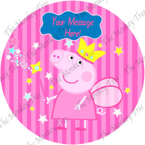 Peppa Pig Edible Cake Image 20cm dia 3 - can be personalised - The Monkey Tree