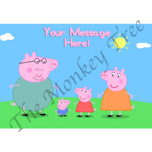 Peppa Pig Edible Cake Image A4 - can be personalised - The Monkey Tree