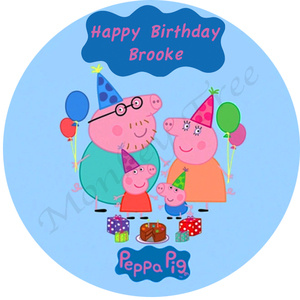 Peppa Pig Edible Cake Image 20cm circle 2 - can be personalised - The Monkey Tree