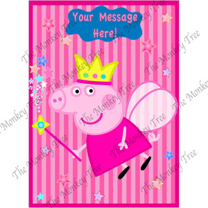 Peppa Pig Edible Cake Image A4 - can be personalised - The Monkey Tree