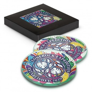 Products: Venice Glass Coaster Set of 2 Round – Full Colour