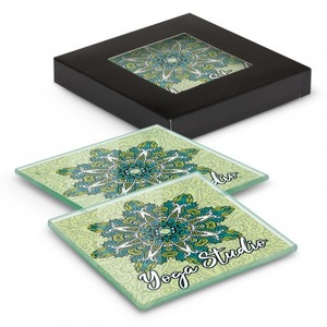 Products: Venice Glass Coaster Set of 2 Square – Full Colour
