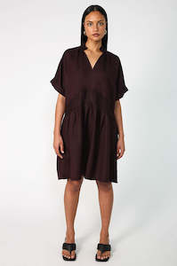 bevel dress / dark oxblood red