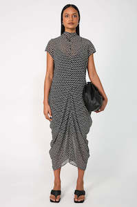 Style Steals: cove cap sleeve dress / black|ecru geo print