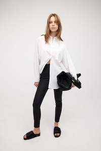 7/8 glossy pant / black