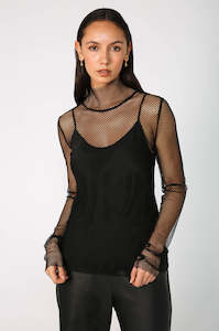 Tops: tech polo mesh skin / black