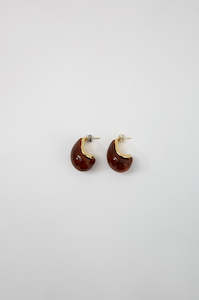 amber dome earring / amber|gold