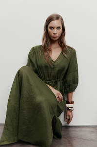 Dresses: illume midi dress / caper green