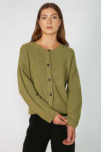 Knitwear: phase cardi / pale caper marle