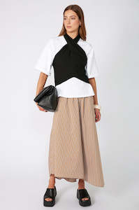 Skirts: drift skirt / camel|white stripe