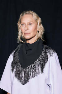 fringed bandana scarf / black