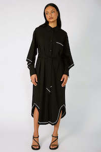 inverse shirt dress / black|ecru contrast
