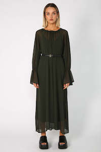 Moochi Chiffon: serene midi dress / artillery green