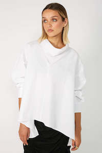 funnelled overshirt / white