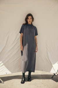 overview midi dress / steel blue
