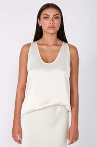 mr elevated top: glaze longline tank / buttercream