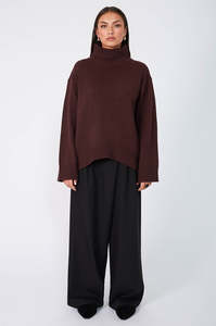arched polo sweater / dark sangria red