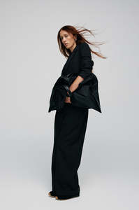 coached tailored pant / black