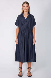 bevel midi dress / indigo blue