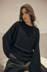 server sequin sweater / black