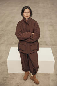 Most Loved: braced puffa jacket / chocolate brown