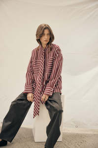 Most Loved: tied shirt / sangria red|ivory