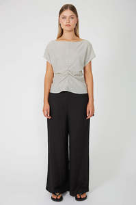 pierce short sleeve top / ivory|black polka dot