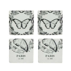 Placemats & Coasters: Coasters Butterfly Set Of 4