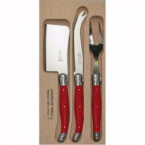 Cheese Knives: Debutant 3 Piece Cheese Set Bright Red