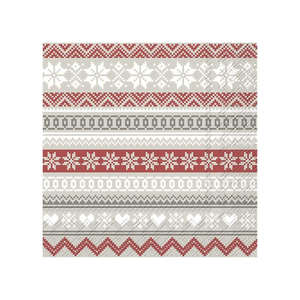 Dining: Cocktail Paper Napkins Nordic Pattern Cream Red
