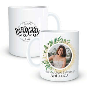Personalised Birthday Mug - Floral Photo