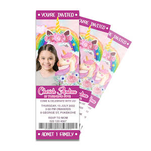 Personalised Ticket Invitation - Unicorn