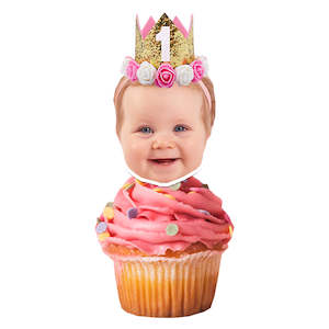 Cupcake Face Toppers: Cupcake Face Toppers - Pink Gold Crown