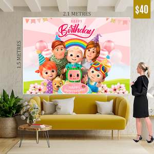 Cocomelon: Cocomelon Backdrop - Pink