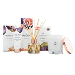 Linden Leaves Amber Fig Candle, Diffuser And Hand Cream
