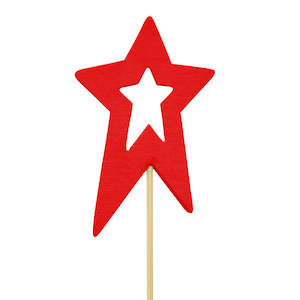 Oceans Accessories: Nordic Wooden Star Pick 5.5Wx8.5Hx30Lcm Pk/12 - Red