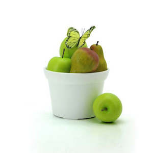 Oceans Containers: Plastic Round Pot Large 16.5TDx14.5BDx12Hcm - White