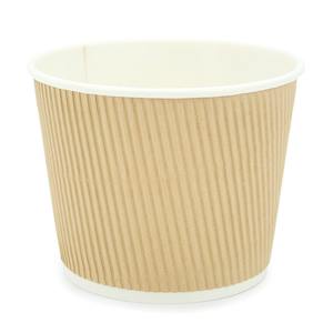 Oceans Containers: Paper Ribbed Round Container 13TDx10.5BDx10.5Hcm (998ml) Pk/25 - Brown/White