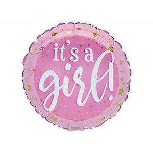 Oceans Balloons: 10cm (4”) Rnd It's A Girl Mini Balloon - Pink