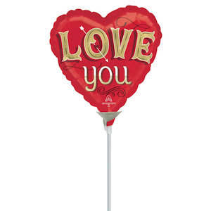 Oceans Balloons: 10cm (4”) Hrt Just My Type Love You - Red/Gold
