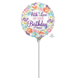 10cm (4”) Rnd With Love On Your Birthday - White/Multi