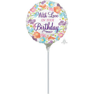 22cm (9”) Rnd With Love On Your Birthday Day - White/Multi