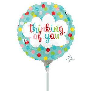 22cm (9”) Rnd Thinking of You Dots - Blue/Multi
