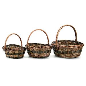 Oceans Baskets: Willow/Rush Oval Aegean Basket Set/3 40Lx30Wx15Hcm - Mahogany