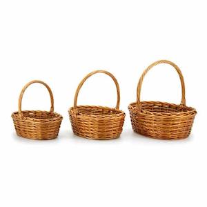 Oceans Baskets: Willow Oval Basket Set/3 42Lx33Wx15Hcm - Honey