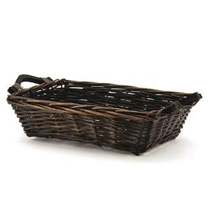 Willow Rectangular Tray 40Lx28Wx11Hcm - Dark Stain (10-BAS-WIL-STN)