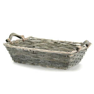Willow Rectangular Tray 40Lx28Wx11Hcm - Grey Wash (10-Bas-Fgw-Rect41X29)