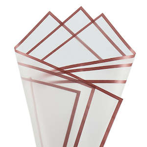 Oceans Bopp Cello: Cello Frost Sheet with Border 60x50cm (53mu) Pk/50 - Transparent/Rose Gold